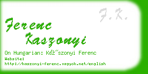 ferenc kaszonyi business card